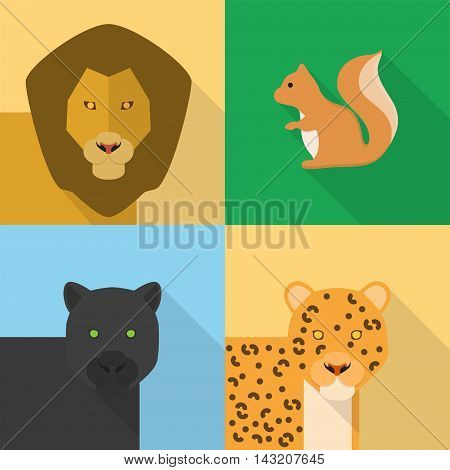 Animals | Set of great flat icons with style long shadow icon and use for animals.