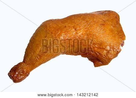 smoked Chicken leg isolated on a white background