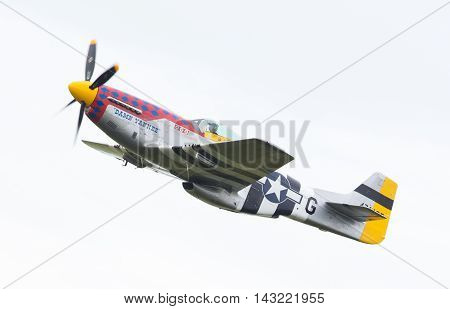 Leeuwarden, The Netherlands - June 10: P51 Mustang Displaying At The Dutch Air Force Open House. Jun