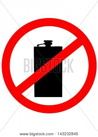Prohibition sign icon. No drink with Hip flask. Vector illustration