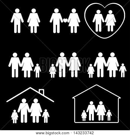 happy family icons set. flat stile. vector illustration