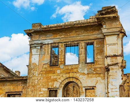 The Ruins Of An Ancient House In Odessa, Ukraine. Historic Building Destroyed By Vandals Of The Prol
