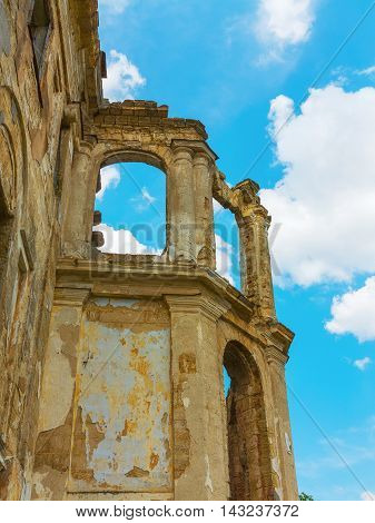 The Ruins Of An Ancient House In Odessa, Ukraine. Historic Building Destroyed By Vandals Of The Prol