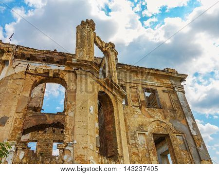 The Ruins Of An Ancient House In Odessa, Ukraine. Historic Building Destroyed By Vandals Of The Prol