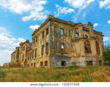 The Ruins Of An Ancient House In Odessa, Ukraine. Historic Building Destroyed By Vandals Of The Prol