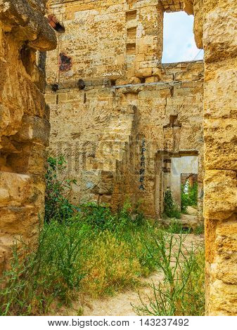 The Ruins Of An Ancient House In Odessa, Ukraine. Historic Building Destroyed By Vandals Of The Prol