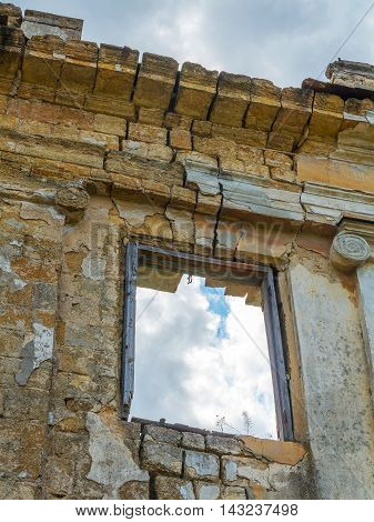 The Ruins Of An Ancient House In Odessa, Ukraine. Historic Building Destroyed By Vandals Of The Prol