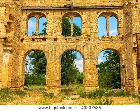 The Ruins Of An Ancient House In Odessa, Ukraine. Historic Building Destroyed By Vandals Of The Prol