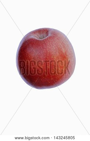 Fuji apple (Malus domestica Fuji). Hybrid between Red Delicius and Virginia Ralls Janet apples. Image of single apple isolated on white background