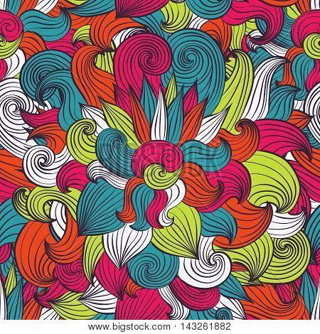 Hand painted watercolor vector flowerseamless pattern background