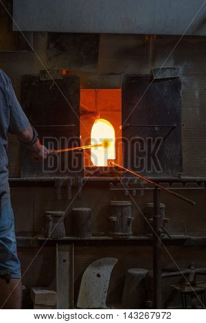 Furnace in traditional glass factory