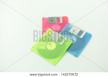 color floppy disk on the white background