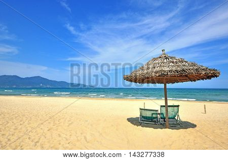 Sand beach of Danang city in Vietnam
