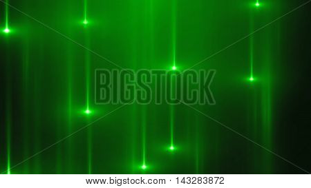 3d render abstract background with vertical light lines and flares. Background with green lines in motion darks tones could be useful as a frame or a texture. Blurred light lines with flares. 3D illustration.