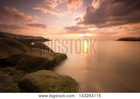 the beautiful sunset over sea in Thailand