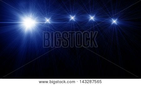 Digital lens flare in black background horizontal frame warm and abstract background