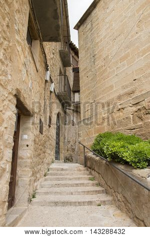 Stairs in Cretas in Teruel, Aragon, Spain.