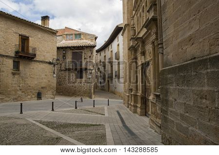 Square in Cretas in Teruel, Aragon, Spain.