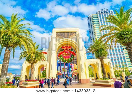 OSAKA, JAPAN - December 1, 2015: Universal Studios Japan (USJ). According to 2014 Theme Index Global Attraction Attendance Report, USJ is ranked fifth among the top 25 amusement parks worldwide.