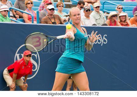 Mason Ohio - August 16 2016: Kiki Bertens in a match at the Western and Southern Open in Mason Ohio on August 16 2016.