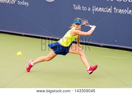 Mason Ohio - August 13 2016: Alize Cornet in a qualifying match at the Western and Southern Open in Mason Ohio on August 13 2016.