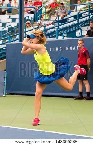 Mason, Ohio - August 16, 2016: Alize Cornet  in a match at the Western and Southern Open in Mason, Ohio, on August 16, 2016.