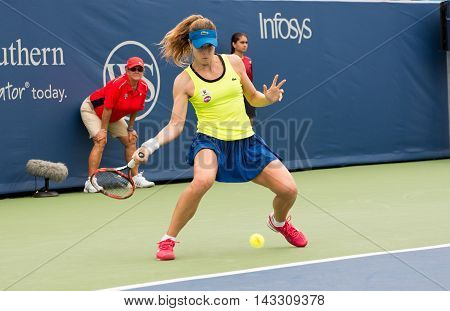 Mason Ohio - August 16 2016: Alize Cornet in a match at the Western and Southern Open in Mason Ohio on August 16 2016.