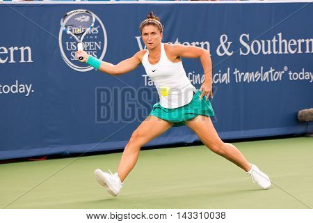 Mason Ohio - August 15 2016: Sara Errani in a first round match at the Western and Southern Open in Mason Ohio on August 15 2016.