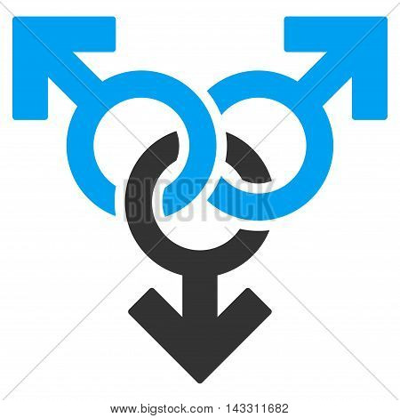 Group Gay Sex icon. Glyph style is bicolor flat iconic symbol with rounded angles, blue and gray colors, white background.
