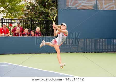 Mason Ohio - August 13 2016: Aliaksandra Sasnovich at the Western and Southern Open in Mason Ohio on August 13 2016.