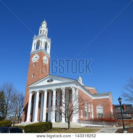 Ira Allen Chapel in University of Vermont (UVM), Burlington, Vermont, USA.