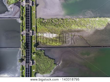 Waste Water Treatment Plant - Groups Of Storage Tanks With Waste Water. View From Above.