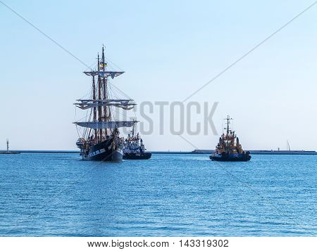 Odessa, Ukraine August 15, 2016: Training Barquentine Italian Navy 