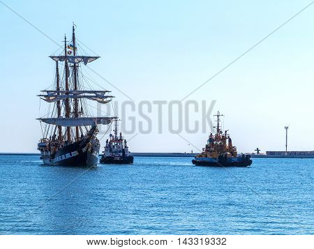 Odessa, Ukraine August 15, 2016: Training Barquentine Italian Navy 