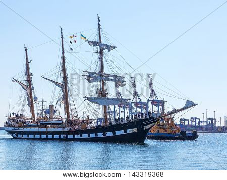 Odessa, Ukraine August 15, 2016: Training Barquentine Italian Navy 