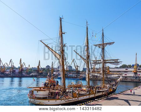 Odessa, Ukraine August 15, 2016: Training Barquentine Italian Navy 