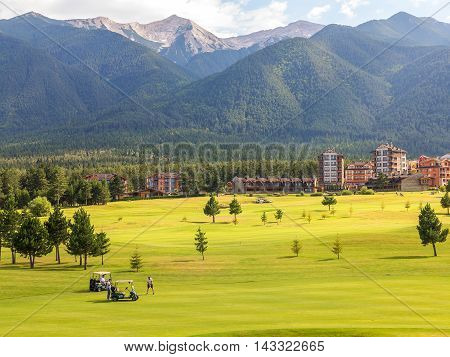 Razlog, Bulgaria - July 29, 2016: At The Top Of Pirin Mountain View (todorka And Vihren) Golf Club I