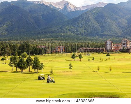 Razlog, Bulgaria - July 29, 2016: At The Top Of Pirin Mountain View (todorka And Vihren) Golf Club I