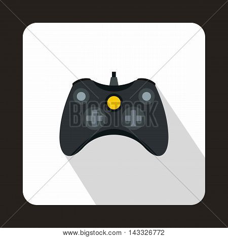 Joystick for playing games icon in flat style with long shadow. Play symbol