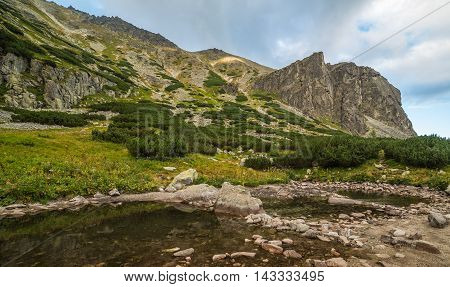 Mountain Landscape on Cloudy Day. Mlynicka Valley High Tatra Slovakia.