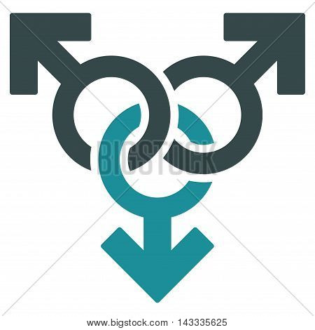 Group Gay Sex icon. Vector style is bicolor flat iconic symbol with rounded angles, soft blue colors, white background.
