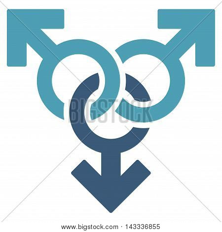 Group Gay Sex icon. Vector style is bicolor flat iconic symbol with rounded angles, cyan and blue colors, white background.