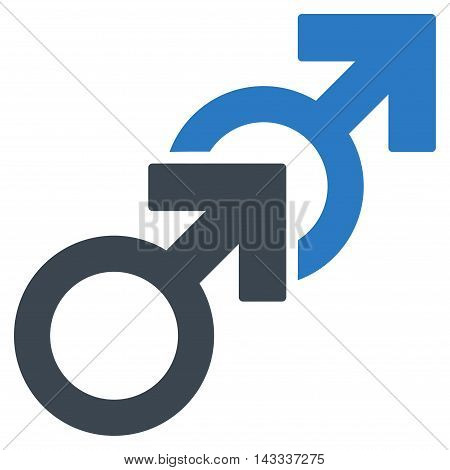 Gay Sex icon. Vector style is bicolor flat iconic symbol with rounded angles, smooth blue colors, white background.