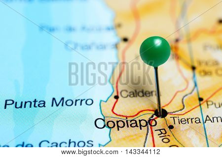 Copiapo pinned on a map of Chile