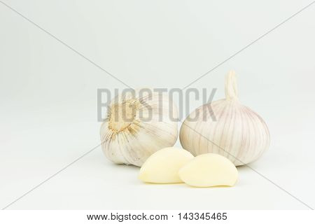 Garlic isolated on white background healthy closeup