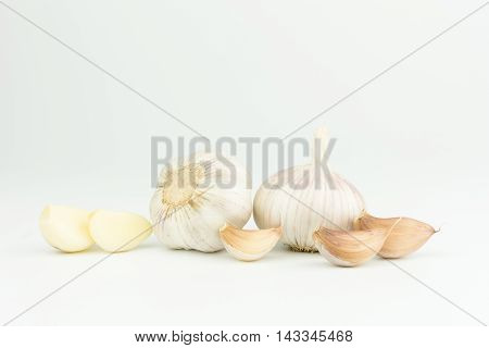 Garlic isolated on white background healthy closeup