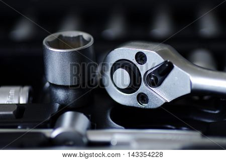 Macro shot of tools in the toolbox
