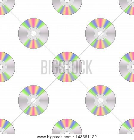 Colorful Compact Disc Seamless Pattern on White Background
