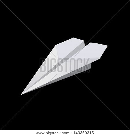 White paper plane on the black bacground