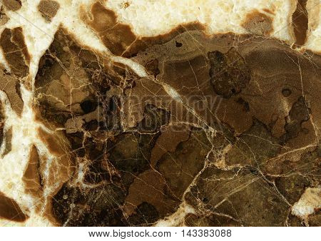 Closeup of brown and white marble texture for background